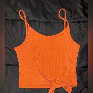 Zaful Rust Ribbed Camisole with Tie-Front